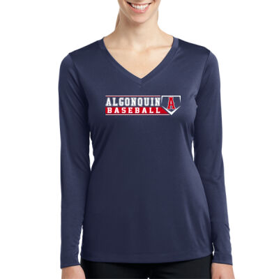 Ladies Long Sleeve V-Neck Performance Tee Thumbnail