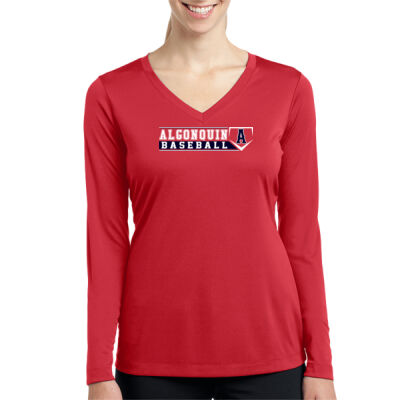 Ladies Long Sleeve V Neck Performance Tee Thumbnail